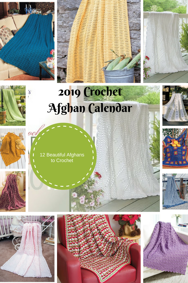 2019 Crochet afghan calendar with 12 Crochet afghan patterns