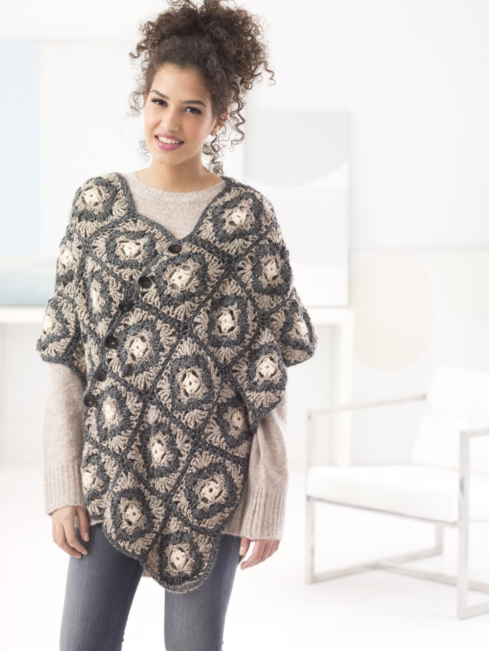 buttoned crochet poncho pattern