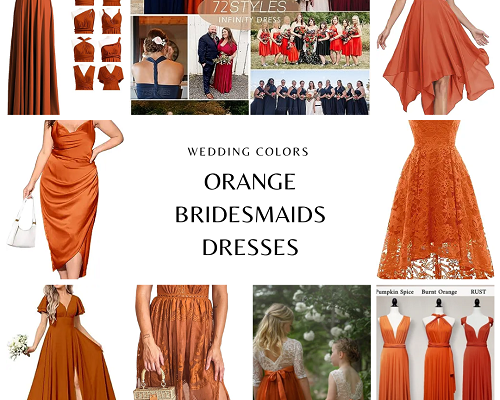 Fall Orange Bridesmaids Dresses